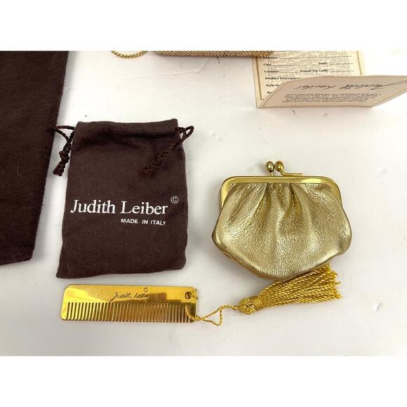 Judith Leiber Swarovski Crystal Gold Tone Metal Stone Evening Bag Clutch - Picture 8 of 16